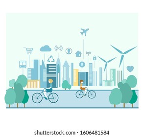 Smart city concept and peoples
