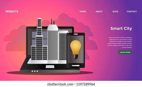 Smart city concept. Ready to use vector illustration. Suitable for background, wallpaper, landing page, web, banner, card and other creative work.