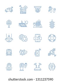 Smart City Concept Thin Line Icon Set