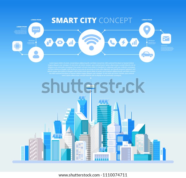 Smart\
City Concept. Vector illustration with\
infographics