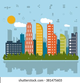 Smart City Design Stock Vector (Royalty Free) 381475135