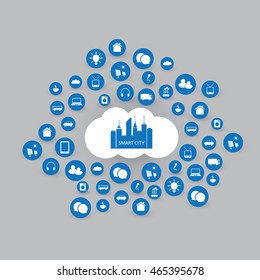 Smart City Design Concept with Icons