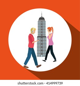 Smart city design. social media icon. technology concept