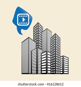 Smart city design. technology icon. multimedia concept