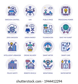 Smart City Filled Circle Icons - Stroked, Vectors