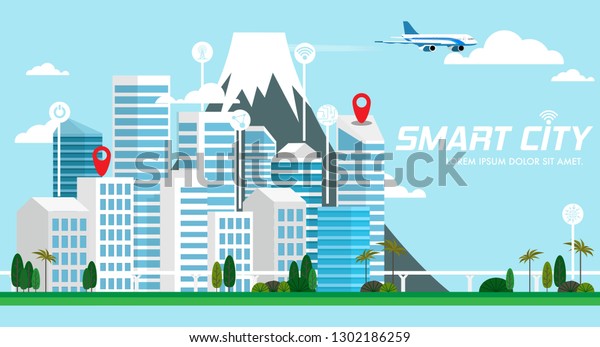 Smart City High Tech Landscape City Stock Vector (Royalty Free ...