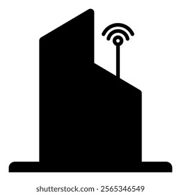 Smart City Icon with Buildings and Antenna Illustration