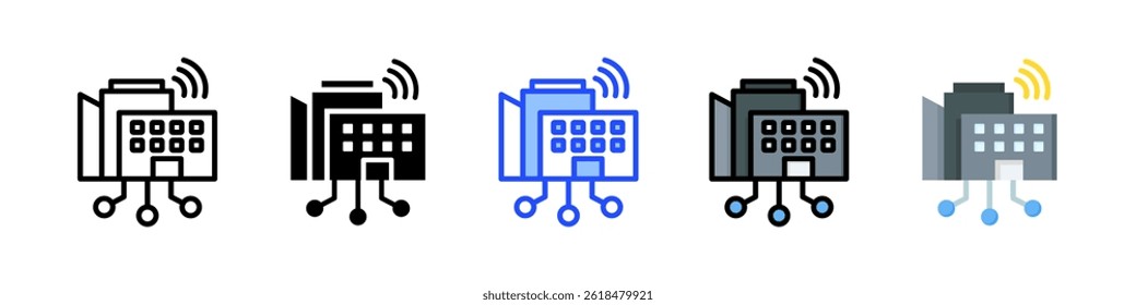 Colección inteligente del icono de la ciudad con múltiples estilos