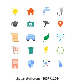 colección vectorial de diseño de icono de ciudad inteligente