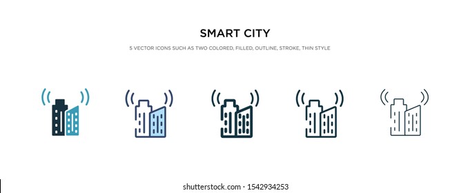 smart city icon in different style vector illustration. two colored and black smart city vector icons designed in filled, outline, line and stroke style can be used for web, mobile, ui