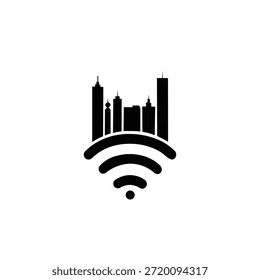 Logotipo de conectividad cibernética de tecnología electrónica de icono de ciudad inteligente