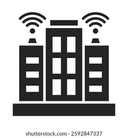Smart City Icon Glyph Style. Vector Illustration For Graphic Design