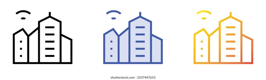 smart city icon. Linear, Blue Fill and Gradient Style Design Isolated On White Background