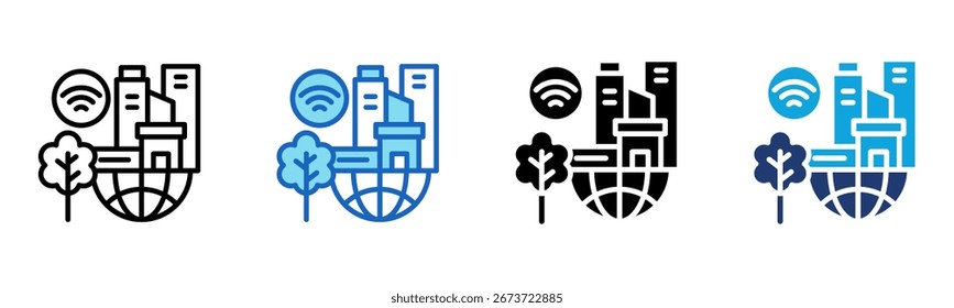 Smart City icon Multi Style Vector Illustration