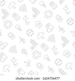 Smart city icon seamless pattern on white background. Modern infographic urban development for mobile concepts and web apps. Vector illustration