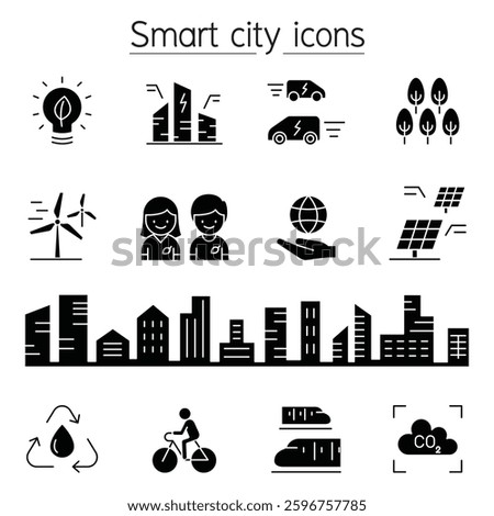 Smart city icon set in glyph style