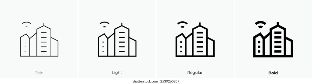 smart city icon. Thin, Light Regular And Bold style design isolated on white background