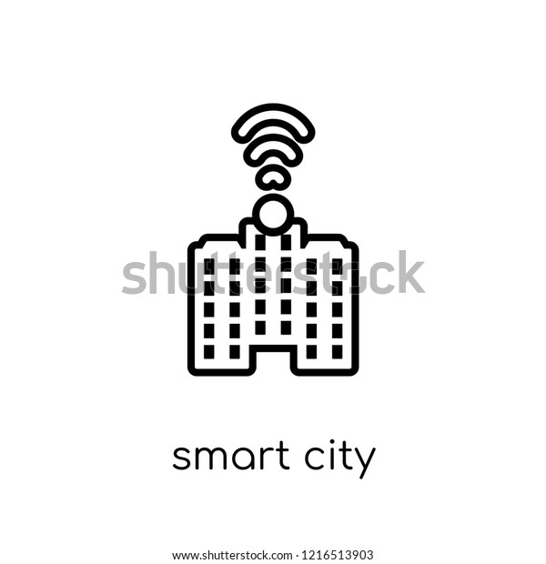 Smart city icon.\
Trendy modern flat linear vector Smart city icon on white\
background from thin line smart home collection, editable outline\
stroke vector\
illustration