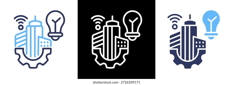 Smart City Icon triple Vector Illustration