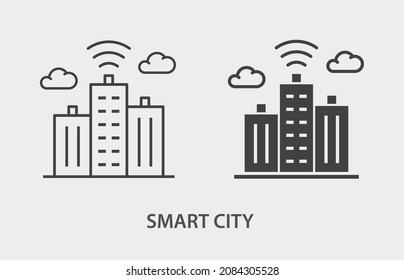 Smart city icon. Vector illustration isolated on white.