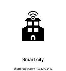 Smart city icon vector isolated on white background, logo concept of Smart city sign on transparent background, filled black symbol