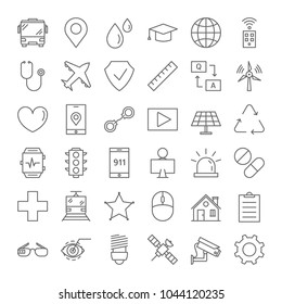 Smart city icons set. Line art and illustrations.