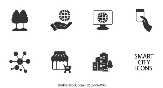 los iconos de la ciudad inteligente se configuran . símbolo de paquete de ciudad inteligente elementos vectores para web infográfica