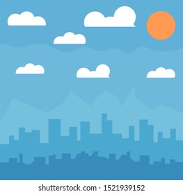 smart city. Illustration of city buildings silhouettes and colors, vector illustration.