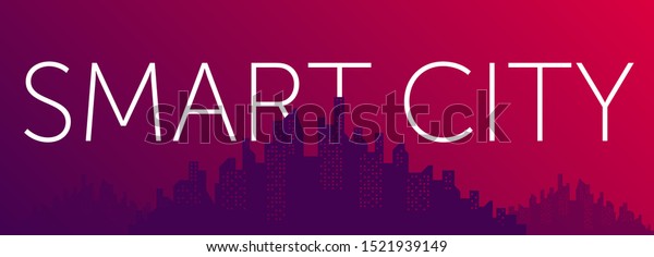 smart city. Illustration of city buildings\
silhouettes and colors, vector\
illustration.