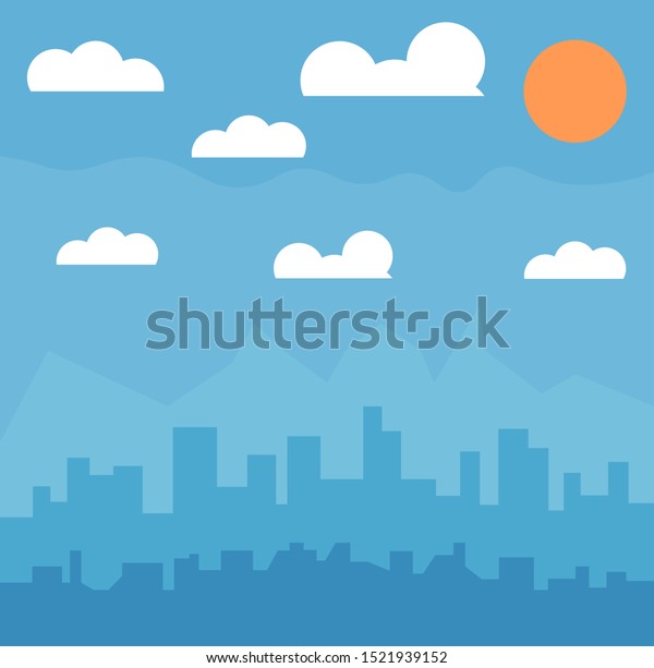 smart city. Illustration of city buildings\
silhouettes and colors, vector\
illustration.