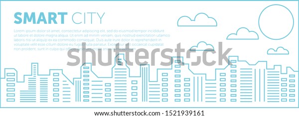 smart city. Illustration of city buildings\
silhouettes and colors, vector\
illustration.