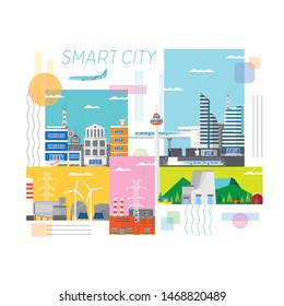 Smart City Infrastructure, Transportation, Connected, Energy and Power Concept