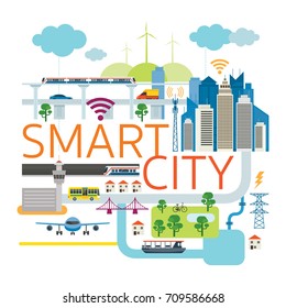 Smart City Infrastructure , Transportation, Connected, Energy and Power Concept