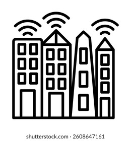 Smart City Infrastructure Vector Line Icon Design