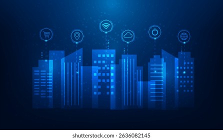 smart city iot with icon network digital technology background. city ai and internet data network connection. vector illustration fantastic technology. 