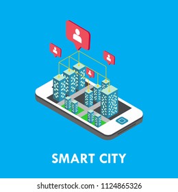 Smart City Isometric Vector Template Design Illustration