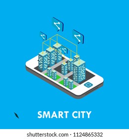 Smart City Isometric Vector Template Design Illustration