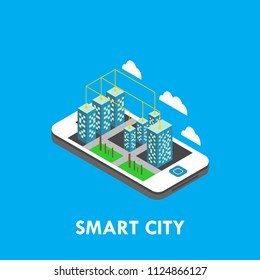 Smart City Isometric Vector Template Design Illustration