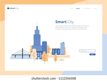 Smart City Landing Page Vector Illustration