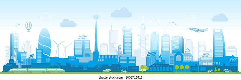 Smart City Landscape City Centre Many Stock Vector (royalty Free 