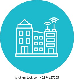 Smart City Line Circle Icon Vector Image. Can Also Be Used For Web Apps, Mobile Apps And Print Media.