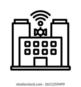 Smart City Line Vector Illustration On White Background.