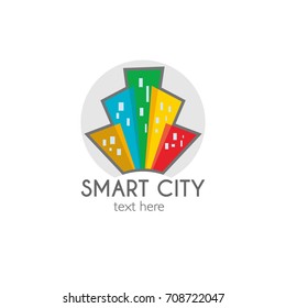 Smart City Logo. Buildings in different colors.