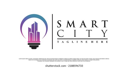 Smart City Logo Design With Creative Concept Premum Vector