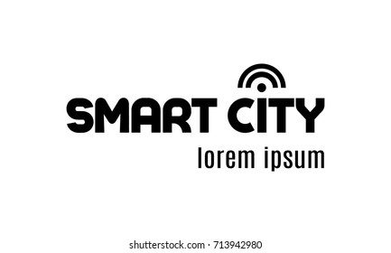 Smart City Logo Isolated On White Background Template Design. Vector Illustration.