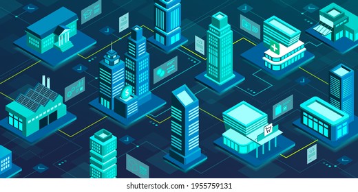 Smart city network and online services: healthcare, industry, finance, retail, education