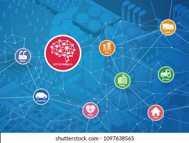 smart city on global ground with various technological icons, futuristic cityscape and modern lifestyle, smart gird, IoT(Internet of Things), ICT(Information Communication Technology)