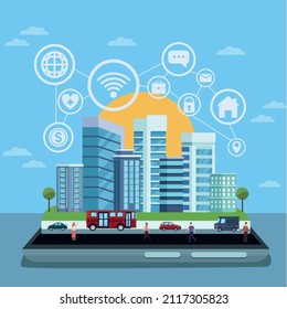 ciudad inteligente sobre tecnología para smartphones