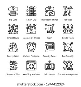 Smart City Outline Icons - Stroked, Vectors