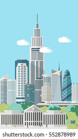 Smart city skyline vector illustration.